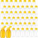 48 Pcs 12 oz Plastic Honey Bottles Clear Jars Honey Dispenser with Lids Caps Containers Leak Resistant Empty Refillable Squeeze Bottle for Maple Syrup, Storing and Dispensing