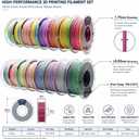 Matte Rainbow PLA 3D Printer Filament Bundle, 1kg,16 Rolls