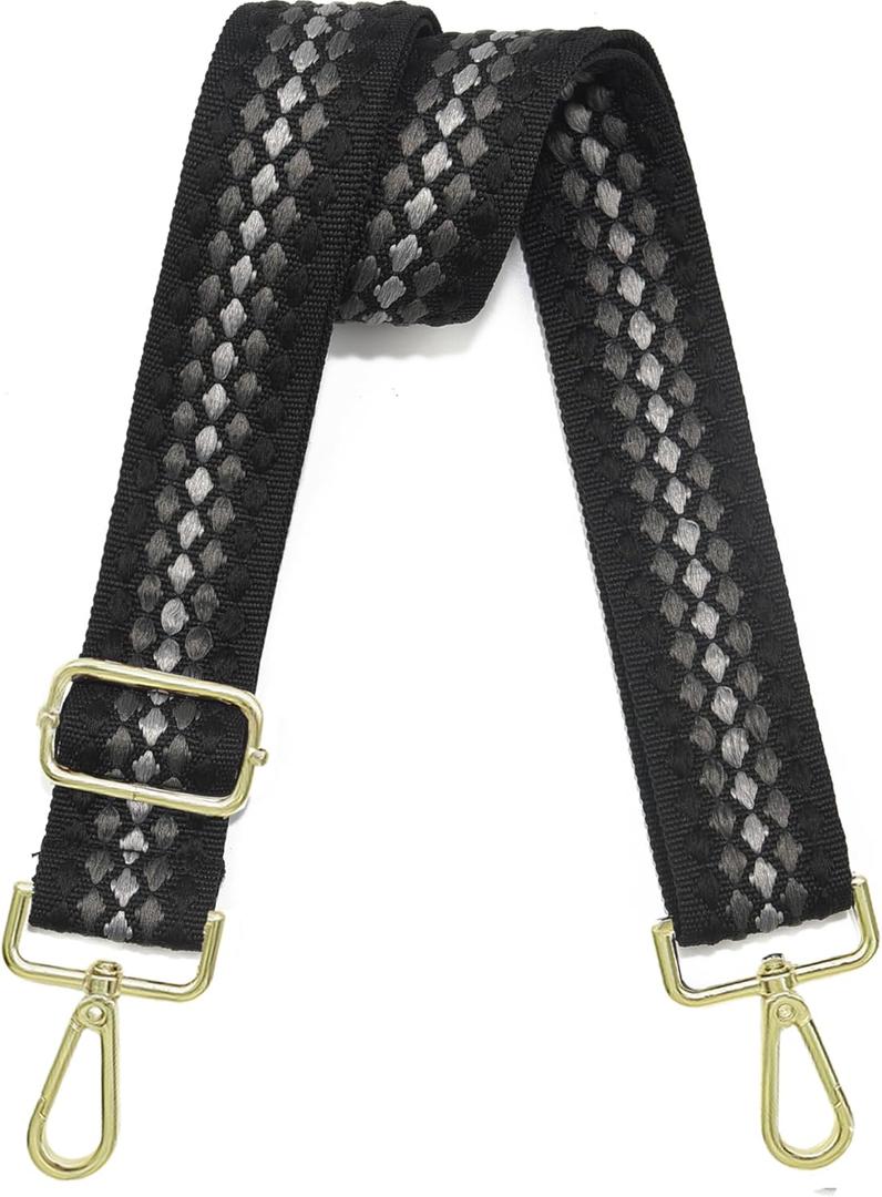 1.5" Wide Purse Strap Adjustable Replacement Gold Hardware Long Crossbody Bag Strap for Thick Shoulder Bags Canvas Handbags Straps