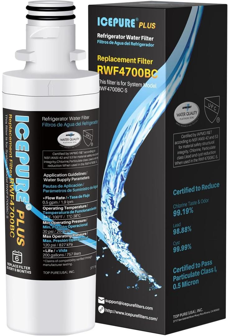 ICEPURE PLUS ADQ747935 NSF/ANSI 53 Certified Replacement for LG LT1000P, Kenmore Elite 9980 LT1000PC ADQ74793501 LT1000 MDJ64844601 RWF4700AC LFXS26973S Refrigerator Water Filter