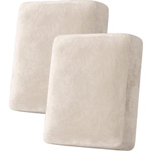 H.VERSAILTEX Velvet Stretch Couch Cushion Cover Plush Cushion Slipcover for Chair Loveseat Sofa Cushion Furniture Protector Seat Cushion Sofa Cover (2 Piece Medium Sofa Cushion Covers, Ivory)