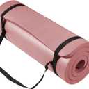 BalanceFrom Yoga Mat 1-Inch Extra Thick High-Density Exercise Mat with Non-Slip Surface & Carry Strap for Men & Women Tear-Resistant Pilates Workout Mat for Home Gym, Floor Fitness, Multiple Colors (Pale Pinkish)