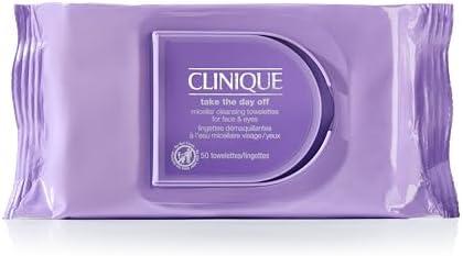 Clinique Take The Day Off Micellar Cleansing Makeup Remover Wipes For Face and Eyes | For All Skin Types | No Water Required | Perfect For Gym or Travel