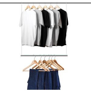 Hanging Closet Rod, 17-29In Adjustable Width and Up to 37In Height Adjustable Closet Rod Extender, Double Closet Rods Hanging Bar, Space-Saving Tension Hanging Organizer, Chrome, 1 Pack
