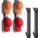 KEETDY Hat Rack for Wall Vertical Baseball Hat Storage Organizer Hold Up to 20 Snapbacks Ball Cap Storage Organizer Hooks with Strong Adhesive/Wall Drilled for Door, Bedroom, Closet, Pack of 2