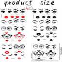 Morofme Facial Features Sticker Make a Face Stickers for Crafts Lips Mouth Stickers Eyes Eyebrows Nose Decals Woman Face Sticker for Clay Pots Mugs Table Wall Halloween Party Decor