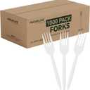FOCUSLINE 1000 Count White Plastic Forks, Disposable Forks Bulk, Heat Resistant Plastic Silverware for Take out Restaurants, Family Gatherings, Outdoor Activities