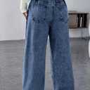 BLENCOT Maternity Jeans for Women High Waist Straight Leg Pregnancy Denim Pants with Pockets (Blue, M)