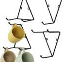 MyGift Matte Black Metal Triangular Coffee Mug Holder Wall Mount Display Rack Mug Organizer with 3 Hooks, Set of 4