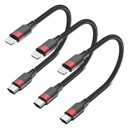 1ft USB C to Lightning Cable Short, 3 Pack USB C iPhone Charger Cable MFi Certified, 12 inch Braided Type C to Lightning Cord Fast Charging for iPhone 14 13 12 11 Pro Max XR XS SE Plus iPad