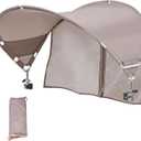 XL Universal Chair Canopy Umbrella, UPF 50+ Foldable Sun Shade Attachment with Adjustable Clamp for Beach, Camping, Sports, Outdoor, Lawn, Tanning, Zero Gravity Chairs, Wagon, Wheelchair, Patented (Beige_1Pack)