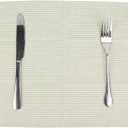 Narrow Striped Cotton Linen Blended Dinner Cloth Napkins - Set of 12 (40 x 30 cm) - for Events & Home Use (Green)