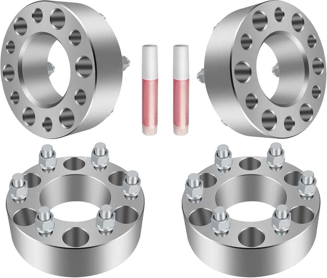 6x135 Wheel Spacers for Ford for Expedition 03-14 for F-150 04-15, for Lincoln for Mark LT 06-08 for Navigator 03-14, 2 inch Wheel Adapters 14x2 Studs 87.1mm Bore, 4Pcs Silver