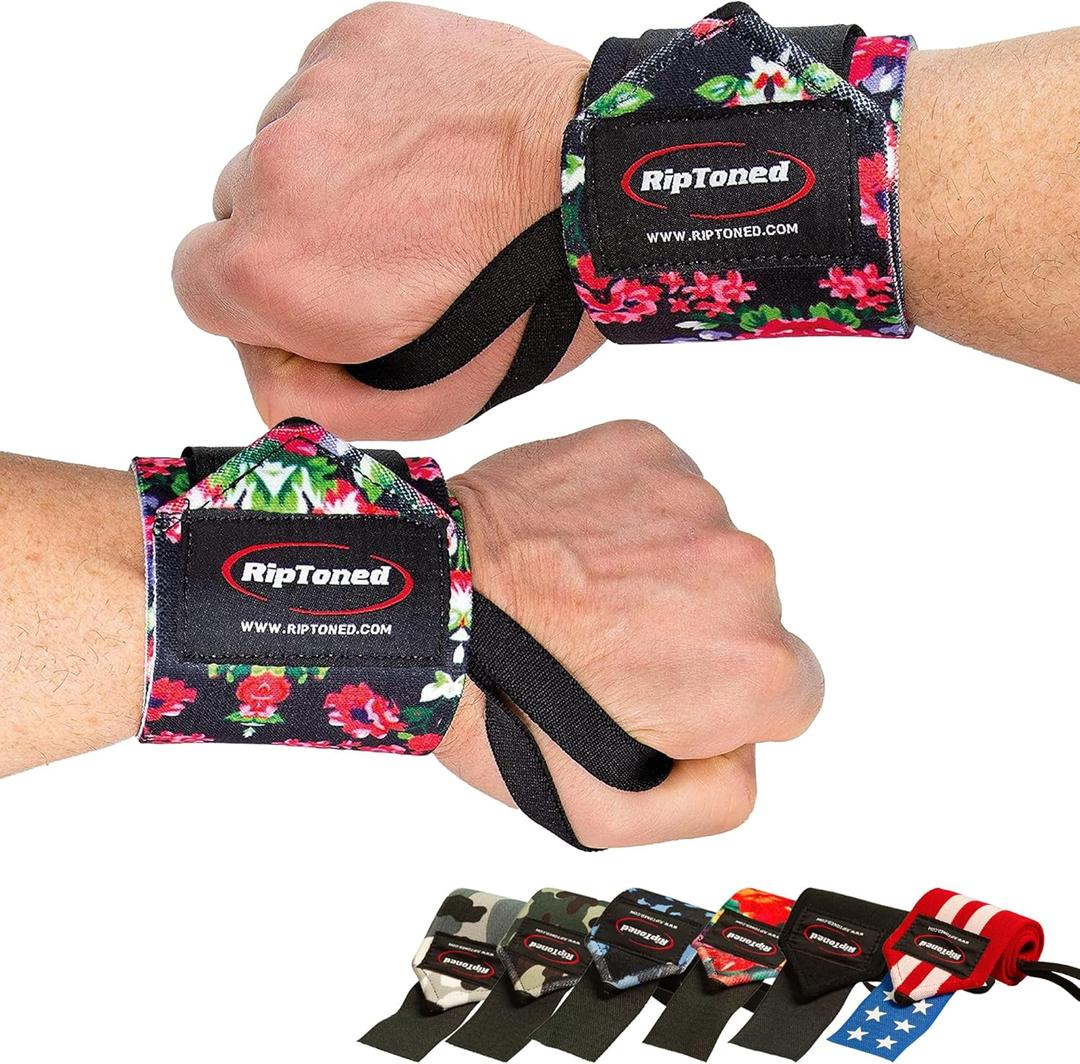 Rip Toned 18 Wrist Wraps - Wrist Straps for Weightlifting - Lift Better, Protect Wrist Pain - Adjustable, Durable, Machine Washable - Wrist Wraps for Weightlifting - USPA Endorsed for Men & Women (Flex Fit, Small Floral) Rip Toned 18 Wrist Wraps - Wrist Straps for Weightlifting - Lift Better, Protect Wrist Pain - Adjustable, Durable, Machine Washable - Wrist Wraps for Weightlifting - USPA Endorsed for Men & Women (Flex Fit, Small Floral)