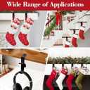 Fireplace Stocking and Garland Hanger, 2 in 1 Mantel Hanger for Garland, Fireplace Stocking Holders for Mantle Garland Hooks for Xmas Holiday Home Party Decoration (Black,3)
