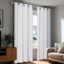 Deconovo Silver Print Room Darkening Curtains for Living Room Bedroom, Soundproof Thermal Insulated Window Drapes for Nursery Kitchen Kids Room, 2 Panels, 52W x 63L Inch Long, Greyish White