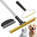 3 in 1 Carpet Rake for Pet Hair Removal, Tool Set of 3, 55 Long Handle Carpet Pet Hair Removal Carpet Scraper Dog Cat Hair Remover for Sofa, Couch, Car, Rug (Black)