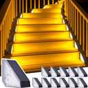 ROSHWEY Solar Step Lights for Outside, 12 Pack Solar Stair Lights Outdoor Waterproof, Triangle Deck Step Lights Solar Powered, Outdoor Decor Lighting for Front Porch, Backyard, Patio, Warm White