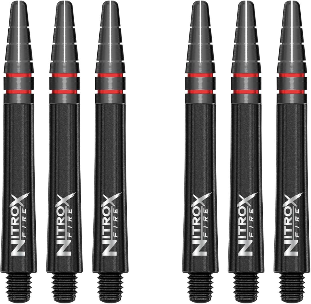 RED DRAGON Nitro Xfire Dart Stems (Shafts) - 2 Sets per Pack (6 Stems in Total) (Black Medium)
