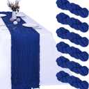 6 Pack Royal Blue Cheesecloth Table Runner 10FT Boho Gauze Fabric Table Runner 35 x 120 Inch Rustic Sheer Runner for Centerpiece Wedding Decor Baby Shower Party Boho Table Decoration