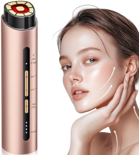 INTEO Microcurrent Facial Device, 3 Modes Red Light Therapy for Face and Neck, Skin Care Facial Massager Perfect Gifts for Women Men(Gold)