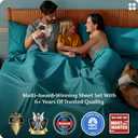 Bedsure Full Size Bed Sheets, Cooling Sheets, Rayon Derived from Bamboo, PureWoven, Breathable & Soft, Deep Pocket Up to 16 Inches, Hotel Luxury Silky Bedding for Hot Sleepers, Turquoise
