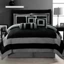 Oversize Black/Grey Comforter Micro Suede Patchwork Bed in A Bag King Size Bedding