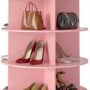 SpaceAid 9 Tier Rotating Shoe Rack Tower, Spinning Shoe Display Lazy Susan, Revolving 360 Shoe Rack Storage Round Carousel, Vertical Handbag Rotate Shoes Closet Organization (9-Tier Pink)