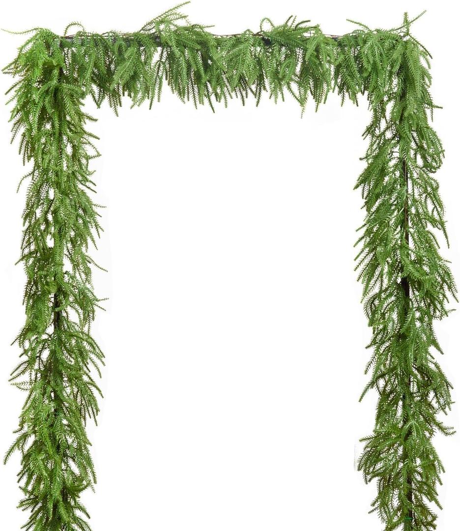 2pack 6Ft/Piece Artificial Pine Garland Christmas Garlands for Decoration Faux Greenery Garland for Table, Mantle, Wall, Indoor, Outdoor Winter Christmas Decorations (2, 6 Ft)