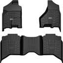 3W Floor Mats Fit for 2013-2018 Dodge Ram 1500/2500/3500 Crew Cab, 2019-2024 Dodge Ram 1500 Classic Crew Cab All Weather TPE Custome Fit Accessroies Floor Liner for Ram Full Set Car Mats
