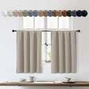 OWENIE Sally Stone Kitchen Curtains 36 Inch Length 2 Panels Set, Half Window Rod Pocket Privacy Room Darkening Blackout Cafe Curtain Tiers for Kitchen Bathroom, 2 Pcs Each W40 x L36 Inch