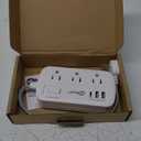 Short Extension Cord 1 ft - Flat Plug Small Power Strip Surge Protetor with 6 Outlets 3 USB (5V/3.4A 17W) Charging Ports, Multi Plug Wall Outlet Splitter for Home Office Dorm Roomc, White