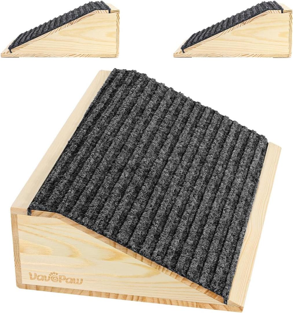 VavoPaw Dog Ramp for Stairs, Non-Slip Dog Stairs, Low-Angled Pet Ramps for Small Dogs and Cats, Medium Dogs, Step and Stair Assist for Injured and Older Pet, 2 Pack, Wood