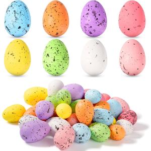 40 Pcs Foam Speckled Easter Eggs,8 Colors & 3 Sizes Foam Eggs for Easter Decorations,Pastel Easter Decor,Bowl & Vase Filler, Easter Basket and Spring Table DIY Decor for Home
