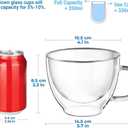 ecooe Double Walled Glass Coffee Mug 12 oz Latte Cappuccino Cups Set of 2, Clear Glass Coffee Cups with Handle, 350 ml Insulated Coffee Cup Borosilicate Heat Resistant Glass Mug Tea Cup