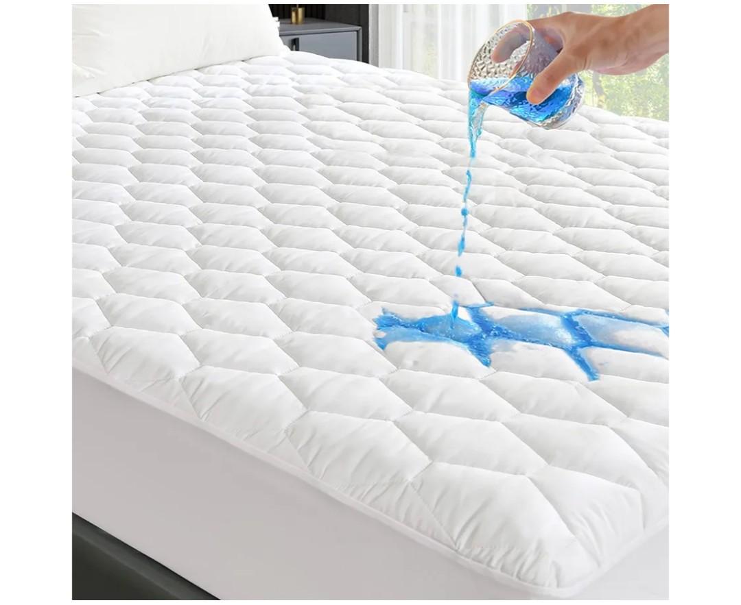 GRT Full Mattress Protector Waterproof, 100% Waterproof Quilted Fitted Mattress Pad, Noiseless Hollow Cotton Mattress Cover, fits up to 18" Deep, Dust Proof White