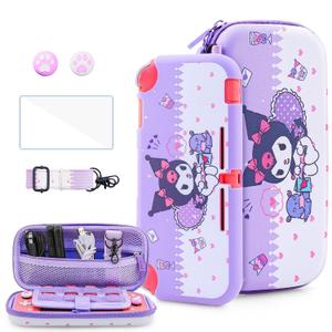 HYPERCASE Cute Switch Lite Carrying Case of Purple Bunny, with Soft Switch Lite Protective Cover, Screen Protector, Shoulder Strap & 2 Thumb Grips