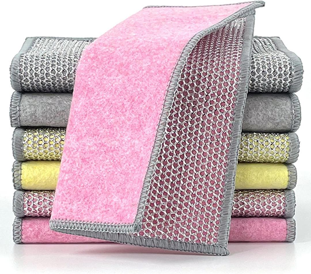 ZIRLZIM New Upgrade Multipurpose Non Scratch Wire Dishcloth, Soft Wire Dishwashing Rag Safe for Non-Stick Cookware, Scrubs & Cleans for Dishes, Sinks, Counters, Easy Rinsing (20Pcs)