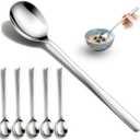 Set of 5 Premium Korean Soup Spoons, 8 Inch 18/10 Stainless Steel Long Handle Rice and Asian Spoon for Home, Kitchen, Restaurant, Cafe, Dishwasher Safe
