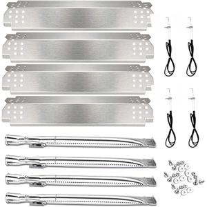 Utheer Grill Replacement Parts for Nexgrill 4 Burner 720-0830H 720-0783E 720-0888 720-0888N, Nexgrill Replacement Parts 4 Burner Included 4 Grill Burner Tube, 4 Heat Plates Shield Tent, 4 Ignitors
