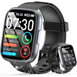 Smart Watch for Men Women (Answer/Make Call), 1.95" Touch Screen Fitness Watch with Heart Rate/Sleep Monitor, IP68 Waterproof Smartwatch for Android iOS, Activity Tracke with 120+ Sports Modes, Black