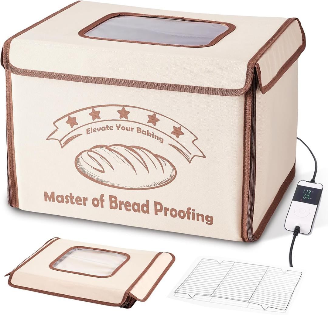 Bread Proofing Box with 50-113℉ Temp Control & 48H Timer - Folding Dough Proofing Box with Metal Rack Warming Foldable Proofer for Sourdough, Bread Baking, Pizza, Yogurt