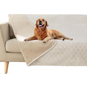 fuguitex Waterproof Dog Blanket Bed Cover Dog Crystal Velvet Moroccan Fuzzy Cozy Plush Pet Blanket Throw Blanket for Couch Sofa(40 * 60 inch, Cream+Beige)