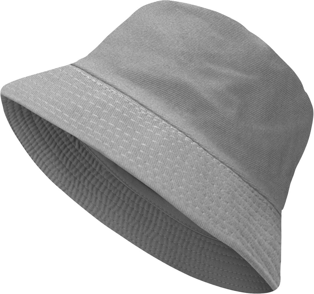 PFFY Bucket Hat for Women Men Cotton Summer Sun Beach Fishing Cap (Gray)