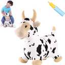 INPANY Bouncy Cow Farm Animal Hopper Toys, Toddler Plush Bouncing Inflatable Bouncer, Ride on Hopping Horse, Indoor Outdoor Cowboy Rodeo Birthday Party Decorations Gifts for 2 3 4 Year Old Girls Boys
