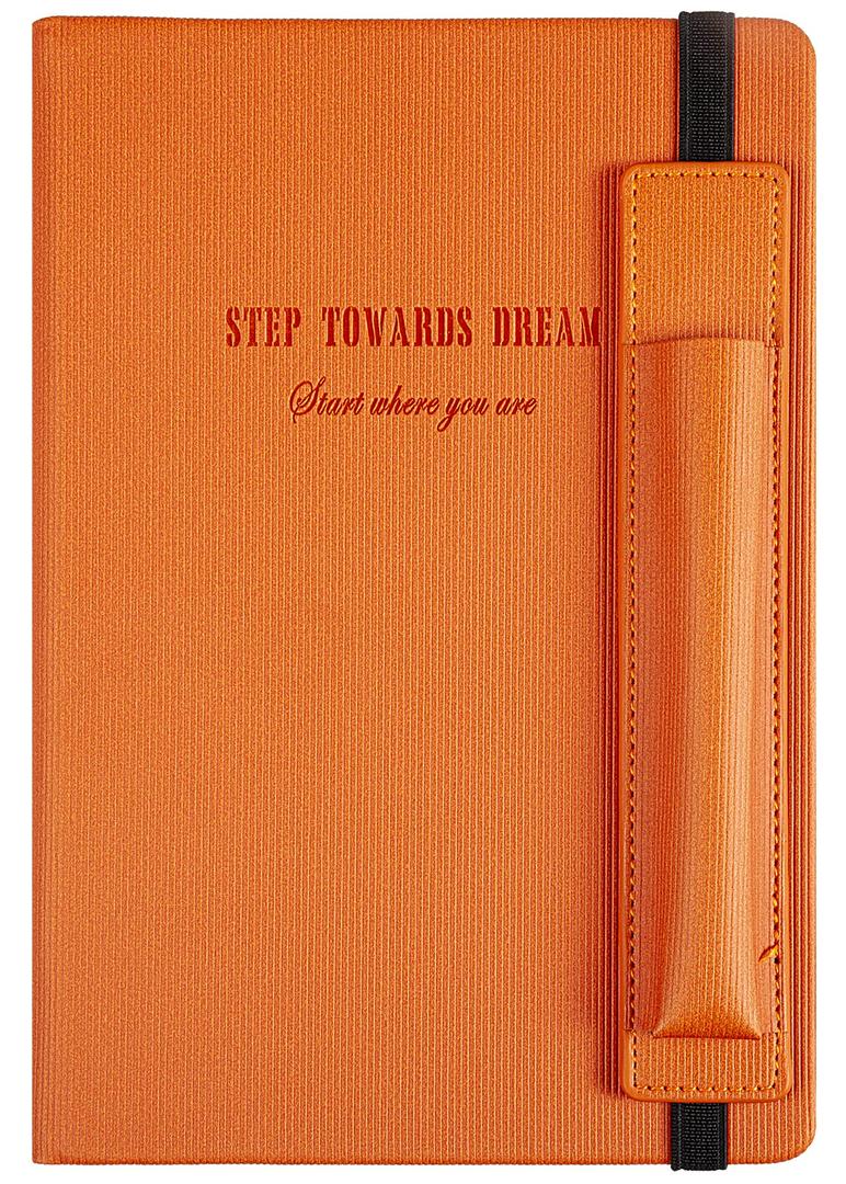 KetA Lined Notebook with Pen Holder, College Lined Journal, Premium Thick Paper, A5, 5.9 x 8.4 inch, 192 pages Dream Notebook (Orange)