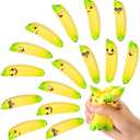 16 Pcs 3.7 Inch Banana Stress Toys Banana Stretchy Balls with Emotions PU Stress Relief Toy Soft Adult Sensory Toys for Relief Party Favors Bag Fillers