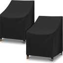SunPatio Outdoor Dining Chair Covers Waterproof, Patio Chair Covers for Outdoor Furniture, Fade Resistant Lawn Furniture Covers, All Weather Protection, 2Pack - 27" W x 29" D x 35" H, Black