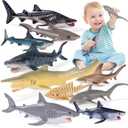 10PCS 5-8" Shark Toys for Toddlers, Large Sea Ocean Animals Bath Toys for Kids, Shark Figurines Cake Toppers Birthday Party Favors & Gifts for Kids