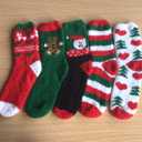 Loritta 5 Pairs Womens Fuzzy Socks Winter Warm Cozy Fluffy Super Soft Slipper Socks (D2-colorful Christmas)